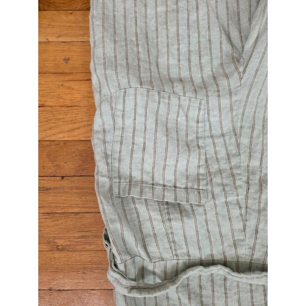 Everlane Striped Jumpsuit Belted green Linen Size 6 A001668 - Picture 9 of 9